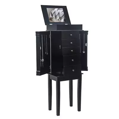 Jewelry Cabinet Lockable Free Standing Armoire With Mirror Drawer Makeup Tray • $82.99