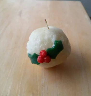 Vtg Decorative Xmas Snowball Holly Berry Leaf Candle Christmas Snow 2.5  HTF • $8
