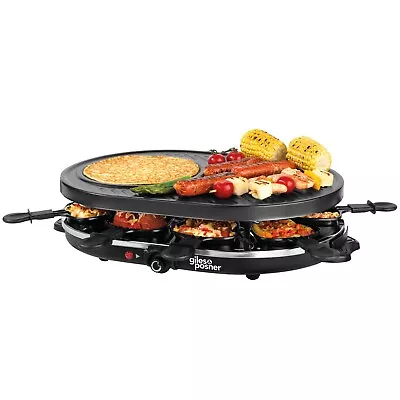 Raclette Grill Electric Crepe Maker Non-Stick 8 Person Set 1200W Giles & Posner • £29.99