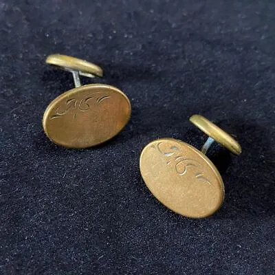 £17.85 • Buy Mens Womens Vintage Mid Modern Century Cufflinks Copper/Gold Tone Etched