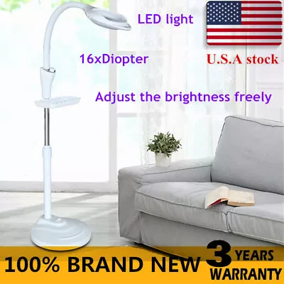 Floor Stand LED Magnifier Light 16 X Magnifying Lamp Tattoo Beauty Salon Use • $30.40