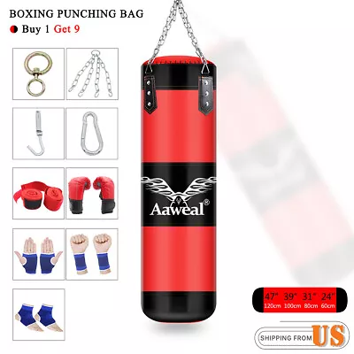 Heavy Boxing Empty Punching Bag Gloves Training Kicking MMA Workout W/Chain Hook • $33.99