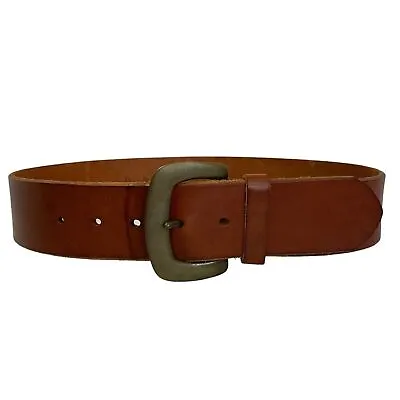 VTG Polo Ralph Lauren Italian Saddle Leather Brown Belt 30 (S) Brass Buckle Size • £37.04
