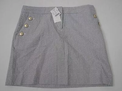 J Crew Skirt Women's Size 4 Blue White Seersucker 100% Cotton Short Pockets NWT • $11.99