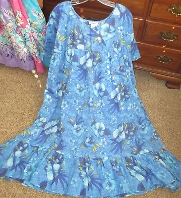 CW CLASSICS TROPICAL BLUE  FLORAL Print MUMU House  RUFFLE Patio Dress  Sz 3X • $24.93