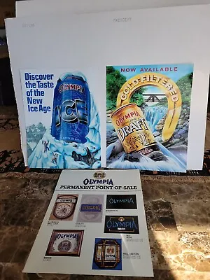 (VTG) 1980s Olympia Beer Oly Advertising Promo Flyers Neon Signs Hamm • $19.99