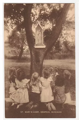 Young Girls Praying At Shrine St Mary's Camp Memphis Michigan Postcard • $7