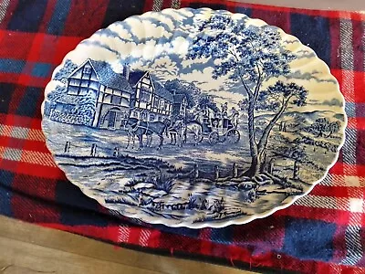 Large Oval Vintage Myott Royal Mail Blue & White Charger Plate • £7.99