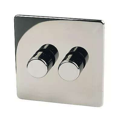 Crabtree Dimmer Switch Double Nickel Effect Black Finish 2 Way Profile 2G 2W • £16.14