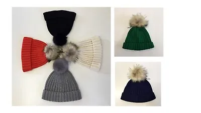 J.Crew Women’s NWT Ribbed Beanie With Faux-Fur Pom-Pom One Size • $19.80