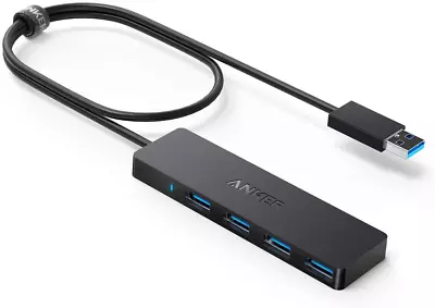 Anker 4-Port USB 3.0 Hub Ultra-Slim Data USB Hub With 2 Ft Extended Cable [Char • $62.95