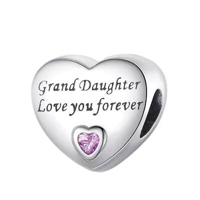 Genuine Sterling Silver 925 Grand Daughter Love Heart Forever Charm • £14.99