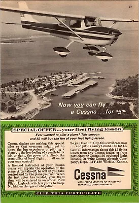 Cessna 150 'Now You Can Flya Cessna... For $5.00  Original A5 Vintage Print Ad • $24.99