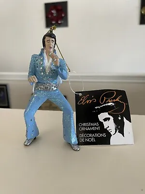 Kurt S Adler Elvis Presley With Guitar Light Blue Resin Christmas Ornament   • $14.95