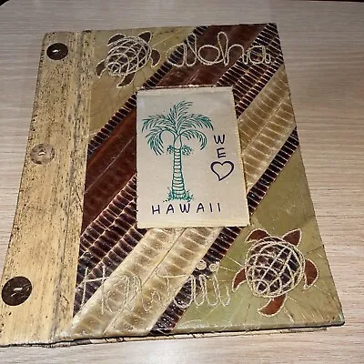 Hawaii Photo Album Handmade Scrapbook Bamboo Banana Leaf  Palm Tree Sea Turtle • $14.99
