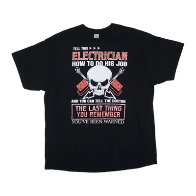 £7.99 • Buy GILDAN Electrician T-Shirt Black Short Sleeve Mens XL