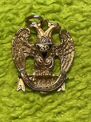 Masonic 32 Degree 14k Gold 0.05ct Diamond Fob Charm Double Head Eagle • $335.75