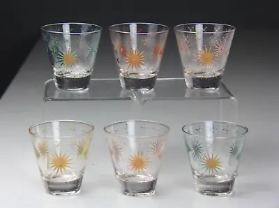 Set Of 6 Vintage MCM Atomic Starburst Style Shot Glasses • $79.99