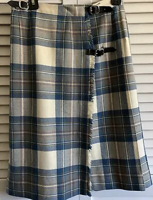 Westaway Scottish Wool Kilt Skirt Womens S Blue Plaid  Buckles  • $34.99