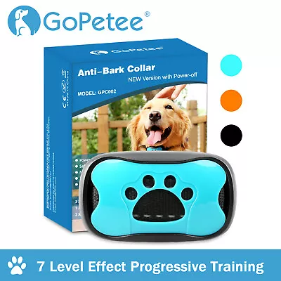 7 Levels Anti Bark Collar Stop Dog Barking Sound&Vibration S/M/L Dogs Adjustable • £11.98