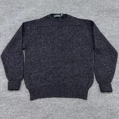 Christopher Hayes Sweater Mens L Shetland Wool Ireland Purple Black Crewneck • $24.95