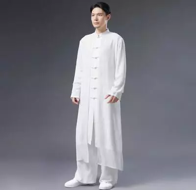 Men's Fashion Chinese Style Pankou Long Sleeve Loose Chiffon Long Coats Robe  • $69.64