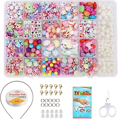 Children Gift Toys DIY Bead Set Bracelets Necklaces Beads Kids Necklace Maker • £8.50