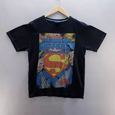Superman's T Shirt Large Black Graphic Print Comic Man Of Steel Short Sleeve • £9.02