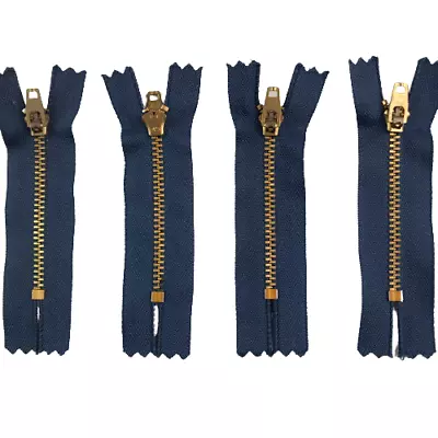 YKK Metal Teeth Gold Zipper Zip Closed End Navy Blue 8 Cm X 50 Bundle • $45