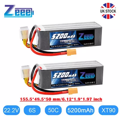 2x Zeee 6S LiPo Battery 5200mAh 22.2V XT90 50C For RC Car Helicopter Drone Truck • £138.98