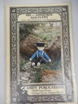 Vintage Amish Boy And Puppy: Full Size Patterns-Instructions 1983 • $17.95