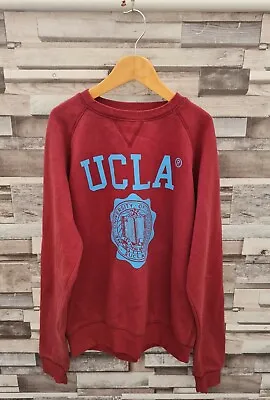 Ucla Vtg 90's Pro College Usa Slim Fit Yk2 Burgundy Graphic Logo Crew Sweatshirt • £12.99