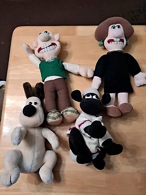 Wallace Gromit Shaun Gwendoline Aardman Soft Plush Set Vintage 1989 • £25