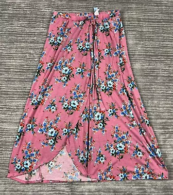 M. Fasis Skirt Womens Large Pink Floral Wrap Casual • $9.99