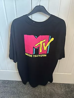 Official MTV Mens Logo T-Shirt Black XL • £5.99