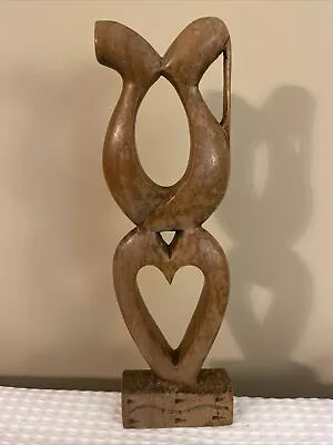 Hand Carved Abstract Wood Sculpture Perfect Engagement Or Wedding Gift • $19.99