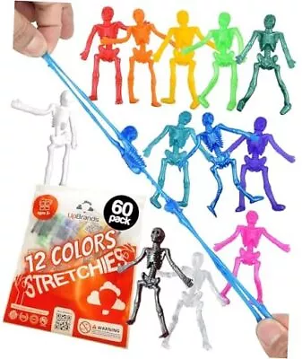  60 Halloween Handouts Small Toys Classroom Prizes Stretchy Skeleton 60 Pack • $63.68