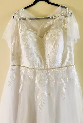 BRAND NEW White Gem Studded -Boho Elegant Wedding Dress Size 20-22 AU • $150