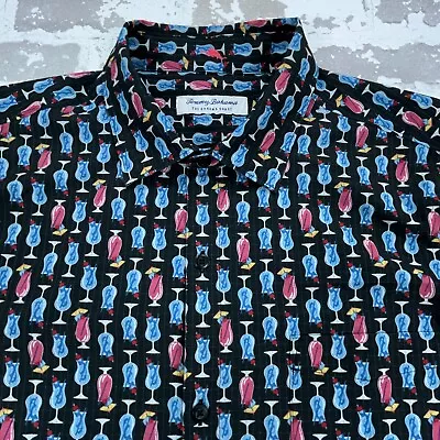 Tommy Bahama Shirt Men Large Martini  Drink Print Button Up Hawaiian Island Zone • $24.91