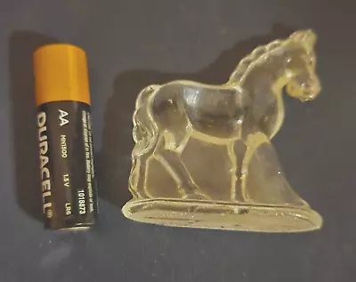 Vintage LE Smith Miniature Pressed Clear Glass Stallion Standing Horse Figurine • $14.99