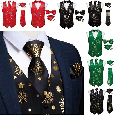 Mens Christmas V-Neck Party Snowflake Christmas-Tree Xmas Costumes • $22.99