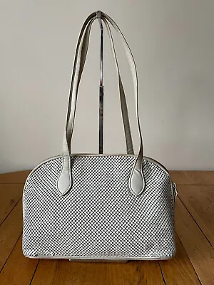 Vintage Whiting & Davis White Metal Chainmail Mesh Handbag Shoulder Bag 60's • £4.04