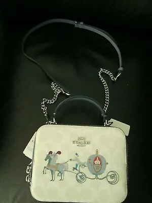 Rare Disney X Coach Cinderella Box Purse Top Handle Crossbody Handbag White NWT  • $339.99