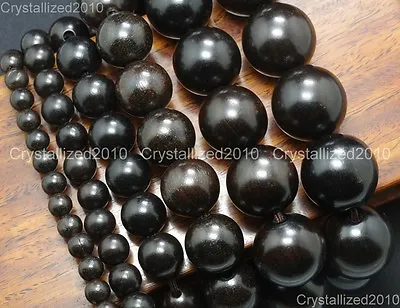 Natural Black Ebony Wood Round Ball Beads Bracelet 6mm 8mm 12mm 15mm 18mm 20mm • $4.08