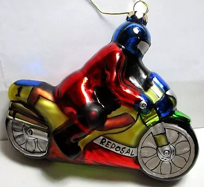 Colorful Motorcycle Bike  Ornamentblown Glass Christmas Reposal • $2.95