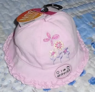 Baby Girl's  Dents   Pink Reversible Poly/Cotton Sun Hat 44cm 3-6 Months • £4.99