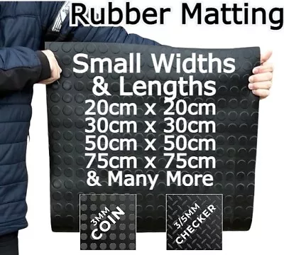 Rubber Flooring Matting Heavy Duty Mat Garage Coin Penny Small Sizes & Widths • £5.20