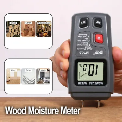 LCD Damp Meter Digital Moisture Detector Wood Humidity Caravan Tester Tool • £9.87