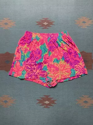 Vintage Ocean Pacific OP Nylon Shorts Elastic Surf Beach Abstract Floral Medium • $15