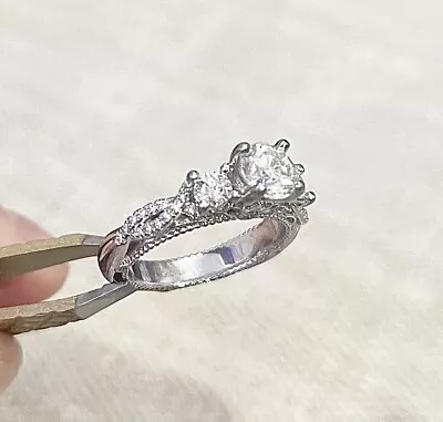 18k White Gold Verragio 3-Stone Diamond Engagement Ring - Venetian 5013-R • $4500